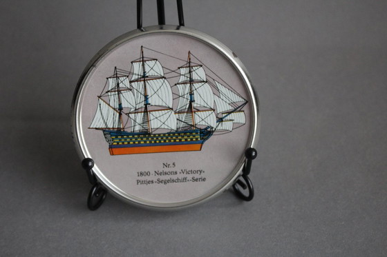 Image 1 of Maritime metal coasters for glasses No. 1 to 8 Pittjes sailing ship series
