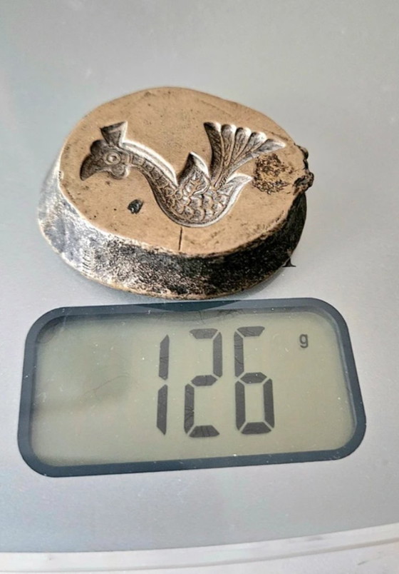 Image 1 of Antieke Phoenix massief bronzen sieradenmal, handgemaakt in een gieterij, verzamelobject, curiositeit, gesmeed, 126 g