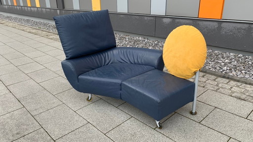 Divano/seduta di design CASSINA in pelle Topkapi blu/grigio - giallo