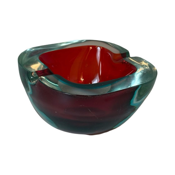 Image 1 of Murano Glass - Ashtray - Red and Blue, Geode-Like Shaped