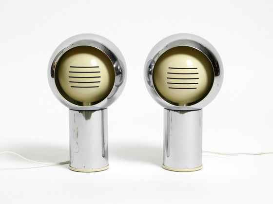 Image 1 of Paar schöne große Mid Century Space Age Chrom Tischlampen - Made in Italy