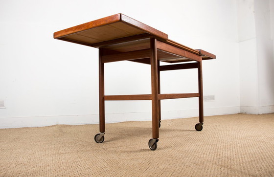 Image 1 of Teak 1960 rolling table, sideboard, extendable Dane and two levels by Kurt Ostervig for Jason Mobler 1960.