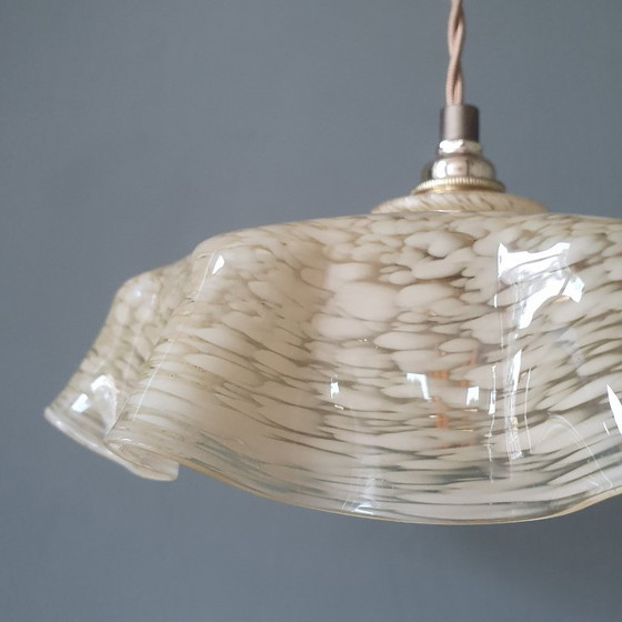 Vintage / Antieke Franse Glazen Hanglamp In Clichy Stijl. – Hanglampen, Metal (photo 8 of 15)