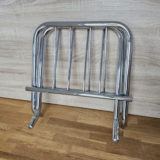 Image 1 of Vintage Zack Design Bauhaus Magazine Rack 80s Chrome