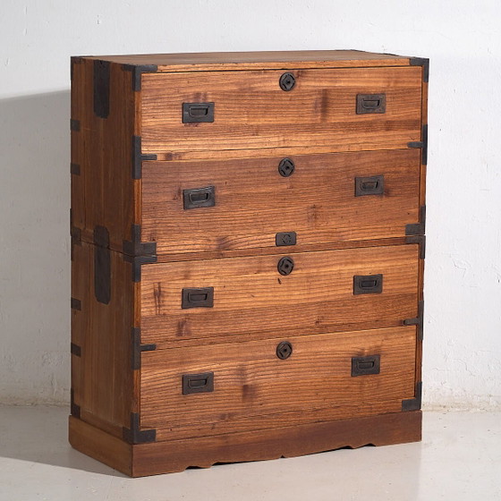 Antique Japanese Tansu Merchant's Chest of Drawers - Taishō / Showa Period (c. ) #36 – Iron (photo 4 of 40)