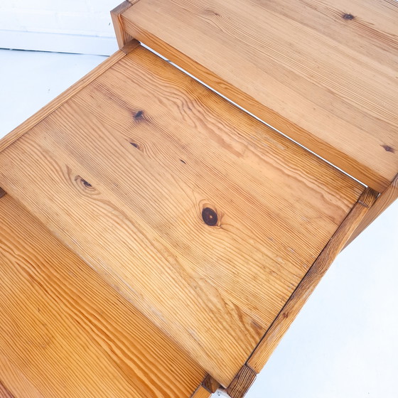 Image 1 of Vintage mimiset bijzettafels grenenhout jaren 70