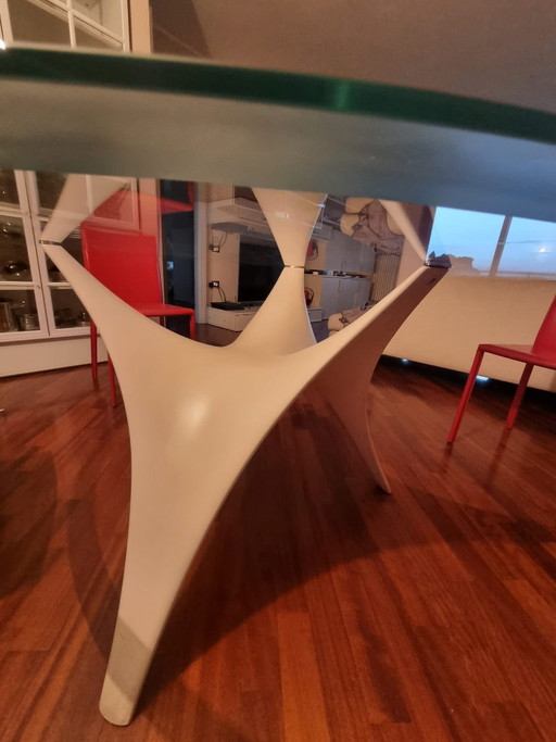 Tavolo Molteni + 4 sedie Ernestomeda – eetkamerset, Glass, Leather