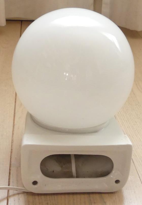Image 1 of Ceramic sphere lamp, wall light, sphere lamp, white opal glass, 1930s, UK1aeb