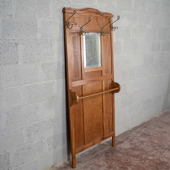 Early 20th Century Italian Hall Tree with Mirror – Consoles, Wood, Metal (photo 2 of 6)