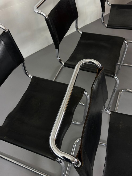 Thonet S33 Cantilever Chair by Mart Stam, Vintage black Leather / Chrome, Dining chairs, Mid Century Modern (photo 7 of 15)