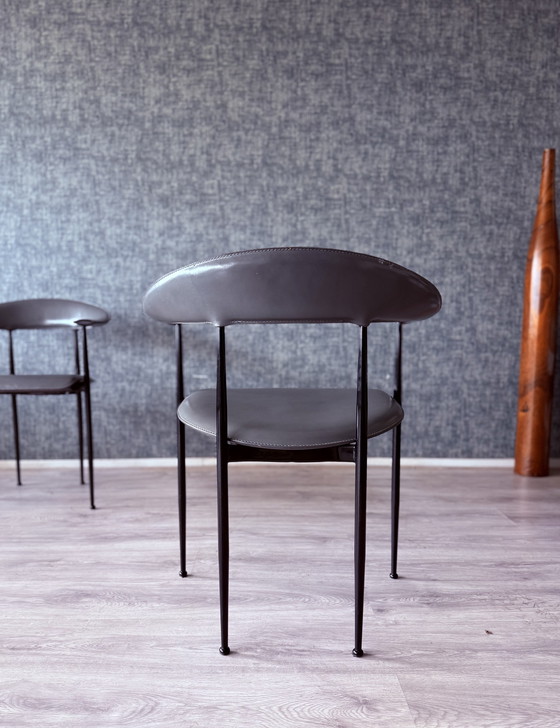 Image 1 of 4x poltrone vintage in pelle Fasem p40, Vegni & Gualtierotti, anni '90