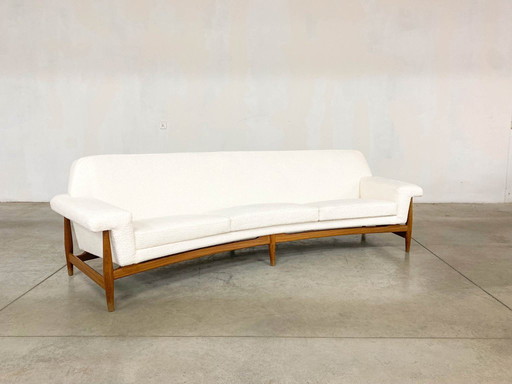 TV Sofa in Teak Wit Bouclette van Johannes Andersen voor Trensum, 1958