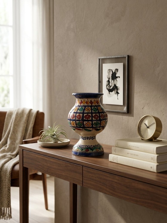 Marokkanische Vase auf Sockel aus Bemalter Keramik – Fès - 20 cm – Vasen, Ceramic (photo 2 of 9)
