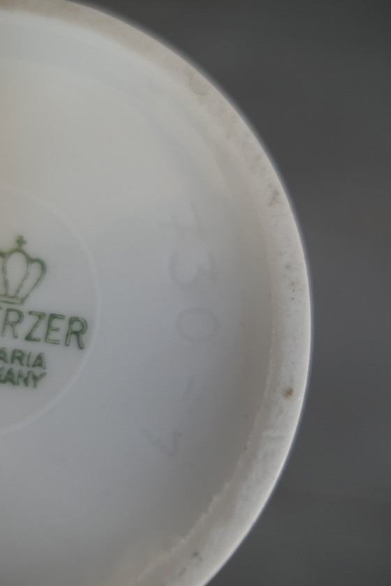 Image 1 of Vase Vintage Scherzer Porcelaine Blanche avec Coquelicot