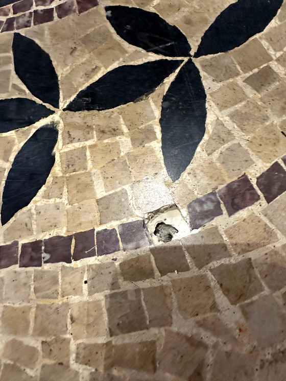 Image 1 of Large Moroccan coffee table in wood and mosaic with antique design.