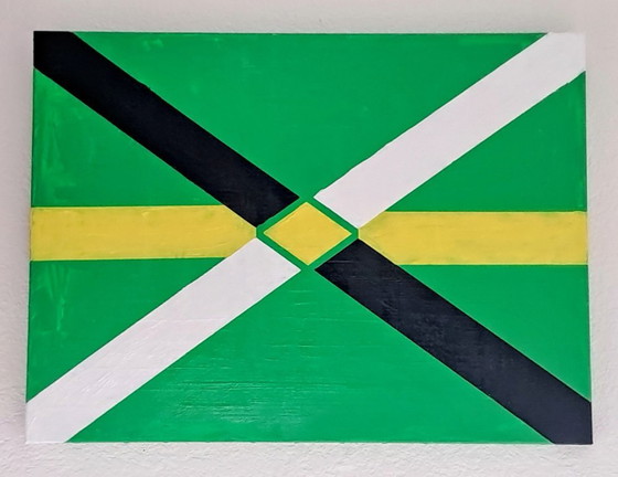 Image 1 of Enzo SAN MARCO - Essential colors on a green background - Artist's painting