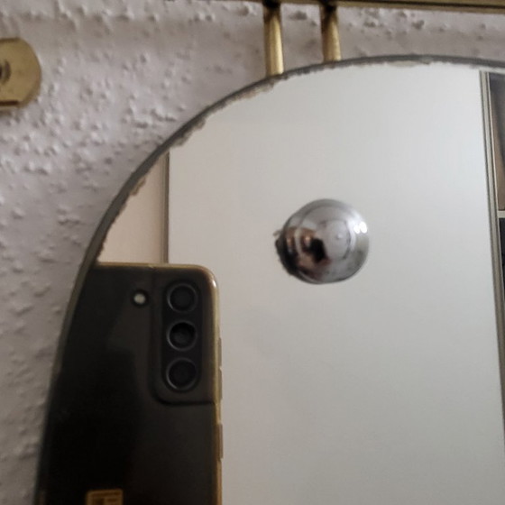 Image 1 of Coat rack, 1950s design coat rack, mirror and brass