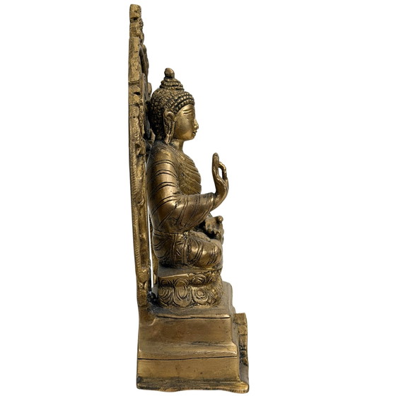 Antica statua indiana di Buddha in rame con Torana – XX secolo – Sculture (photo 6 of 10)
