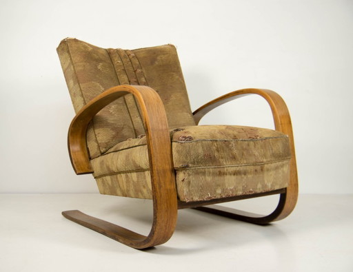 Poltrona Tank di Miroslav Navratil, in legno curvato laminato, anni '30.