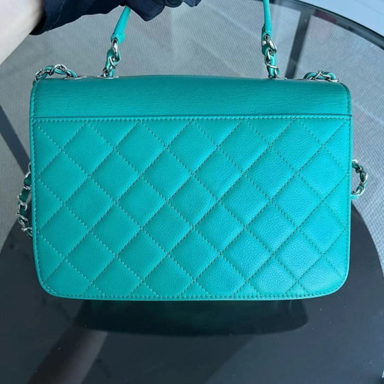 Image 1 of Chanel Caviar 25CM 2017 Urban Handle Quilted Grained Calfskin Green Blue Silver Hardware Series 23