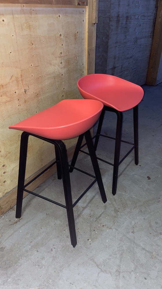 Image 1 of 2x HAY AAS32 Barkrukken - Rood/Zwart - 65 cm