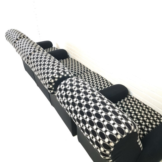 Image 1 of Vintage modulaire bank 4 delig mid century modern design zwart wit