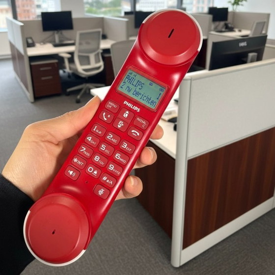 Image 1 of Téléphone sans fil Philips Mira M555 rouge et blanc avec répondeur (2013)