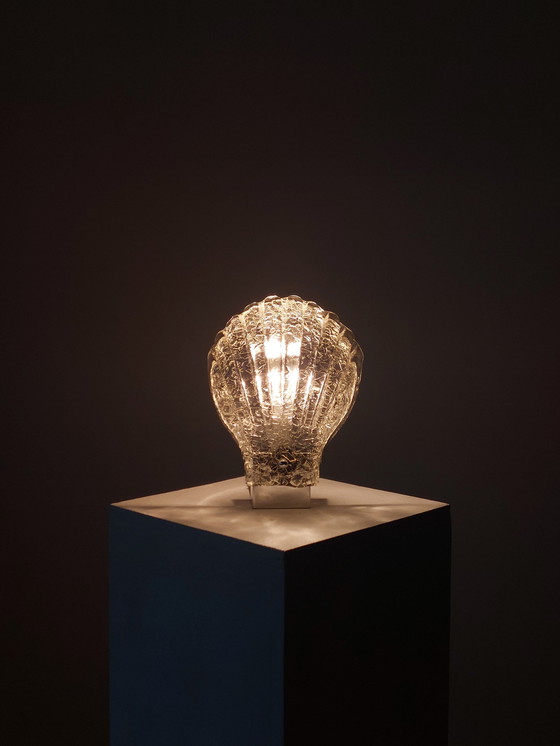 Image 1 of Vintage Murano wandlamp met craquelé glas en chroomafwerking