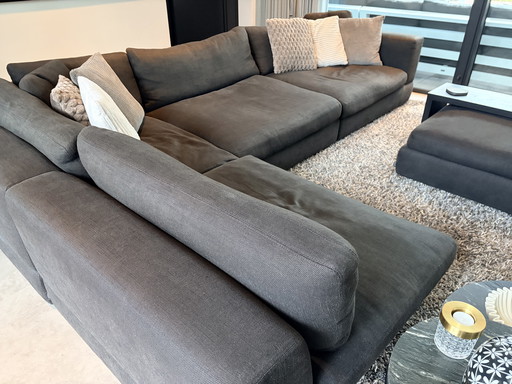 Divano angolare Minotti Hamilton nero/marrone