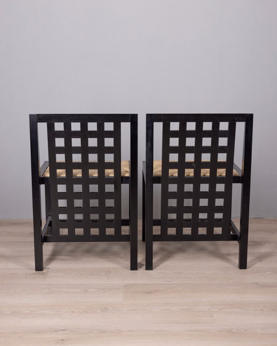 Image 1 of COPPIA DI SEDIE VINTAGE DEGLI ANNI '70, MODELLO D.S.3, DISEGNATE DA C.R. MACKINTOSH PER CASSINA