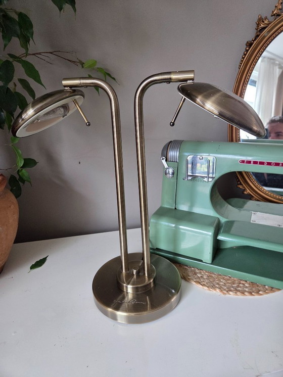 Image 1 of Lampe de table vintage iconique à deux bras, conçue par le célèbre designer néerlandais Jan des Bouvrie