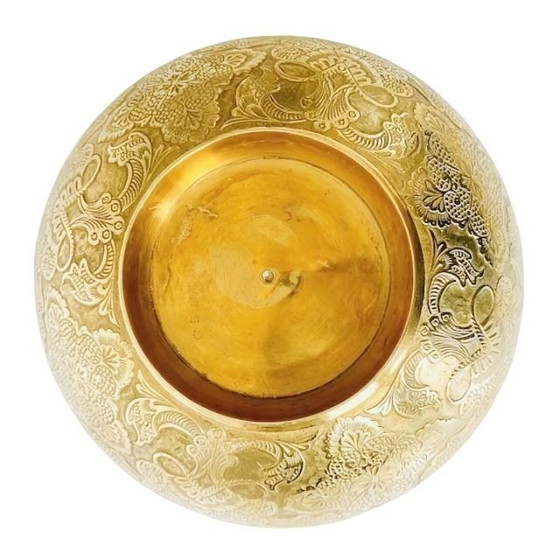 Image 1 of Vintage Oosterse gegraveerde Peacock messing schaal boho patronen bloemen 1930's