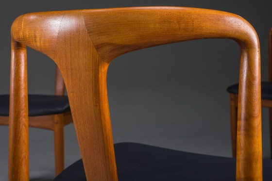 Image 1 of Juliane Dining Chairs in Teak and Black Leather by Johannes Andersen for Uldum Møbelfabrik, Denmark, 1960s, Set of 6