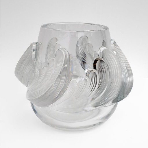 Vase en cristal Art Déco "Vagues" Signé Lalique, France 1960s