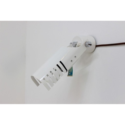 Vintage industriële witte wandlamp, Tsjecho-Slowakije 1980