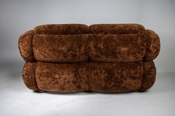 Image 1 of Vintage Italian sofa in a brown velour upholstery, perfect condition