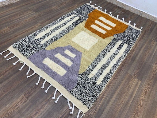 Alfombra tradicional artesanal de pura lana, tamaño 150 x 350 cm. – Aime Té, vloerkleden en tapijten, Wool (photo 2 of 10)
