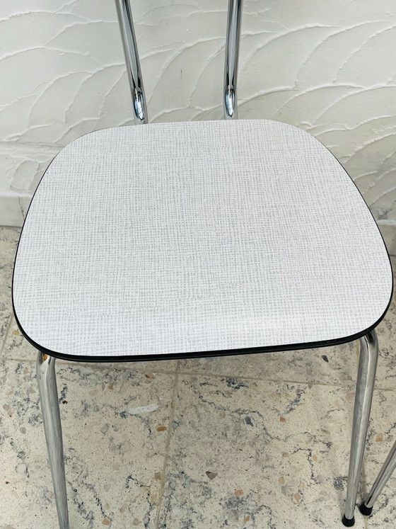 Image 1 of Lot de deux chaises vintage formica gris et chrome