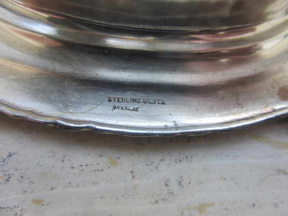 Image 1 of Serving Dish Signed Made in Japan, Sterling Silver Overlay, Vintage