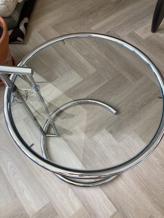 Image 1 of Side table chrome with glass top