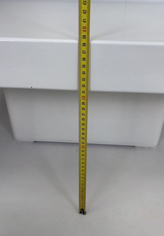 Image 1 of Vintage vierkante Japandi salontafel wit design Jan des Bouvrie 80s