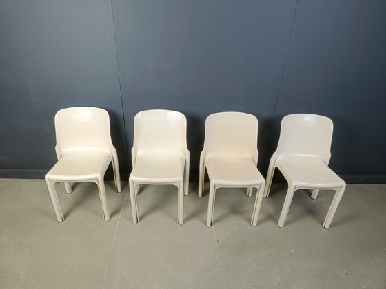 Image 1 of Set of 4 Selene Dining Chairs by Vico Magistretti for Artemide, 1970s