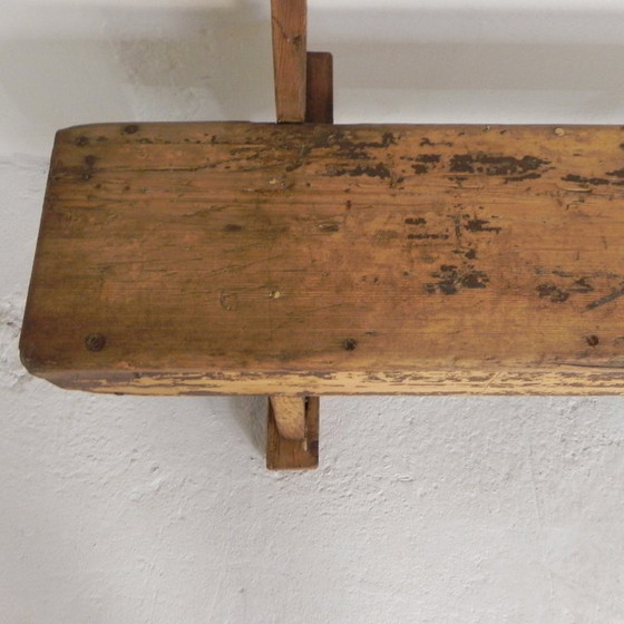 Image 1 of Grenen bank met rugleuning, 2,5 meter lang, jaren 50