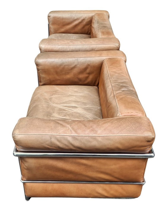Le Corbusier Poltrone Cassina LC3 Originali d'Epoca (Coppia) – Vintage Anni '70 – Pelle Cognac – N. di Serie (photo 3 of 16)