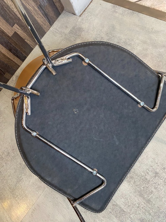 Image 1 of 1 Poltrona Linda di Arrben, pelle color cammello, struttura in acciaio cromato, vintage 1980