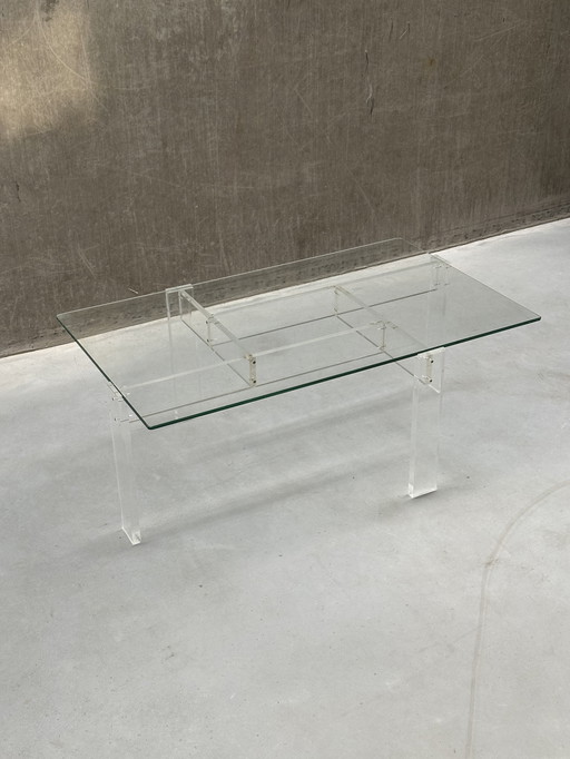 Table basse vintage Swart / plateau en acrylique et verre '60