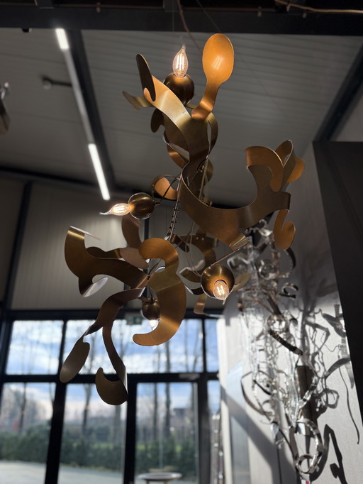 Brand Van Egmond Kelp Element Chandelier Brass Burnished