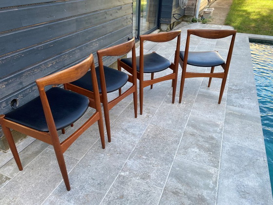 Image 1 of Set di 4 sedie scandinave Johannes Andersen Vamo Sonderborg in teak skai an60 vintage