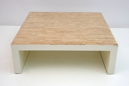 Table basse moderne italienne en résine et bambou
