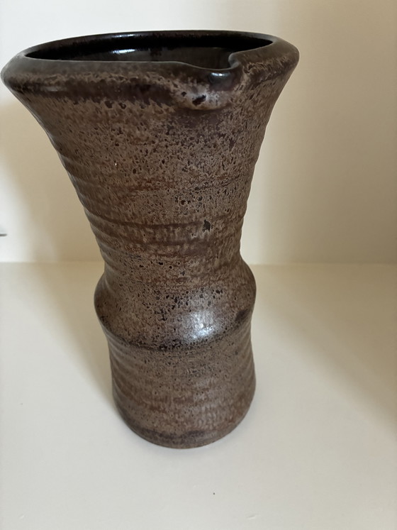 Image 1 of Vintage brutalist vase, brown earthenware, 1960s/70s